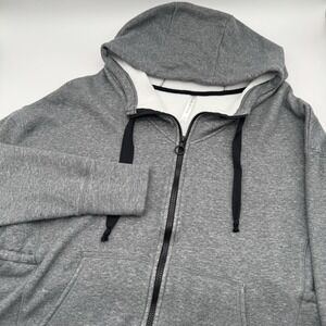 Fabletics Hoodie Jacket 1x XL Heather Gray Leah Full Zip Front Drawstring Waist